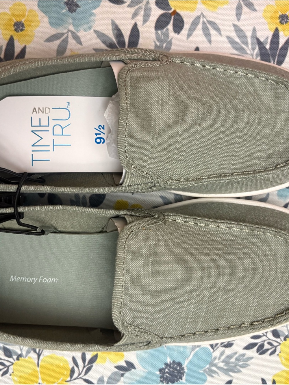 Time and Tru Slip-On Canvas Loafers in Sage Green